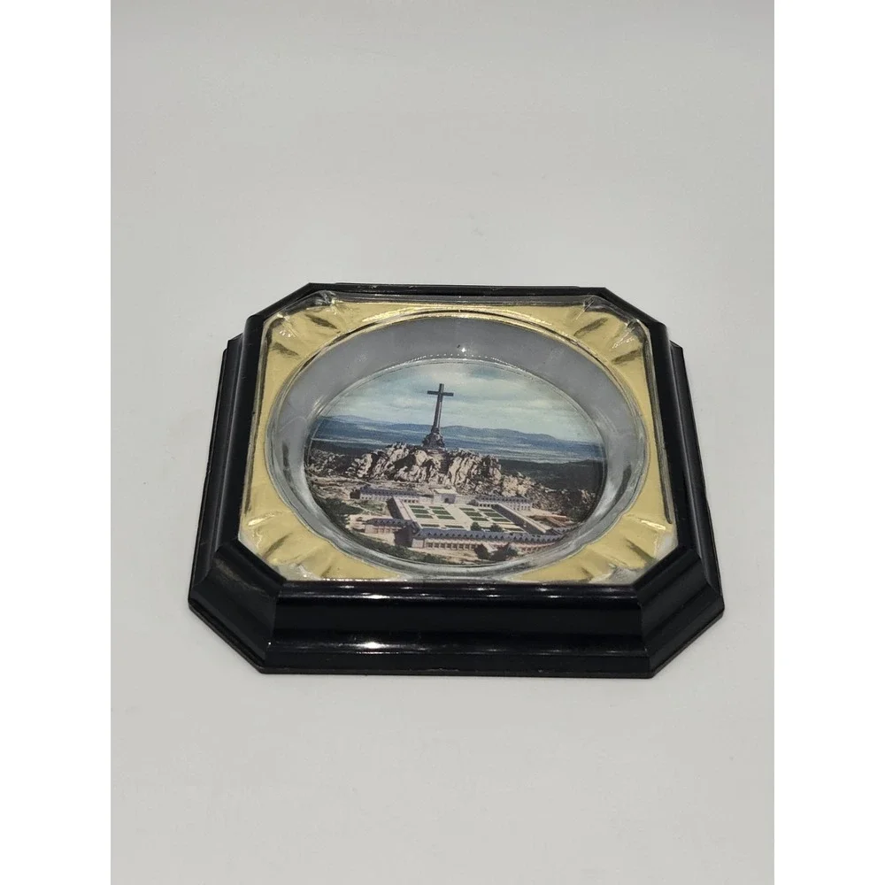 Vintage Valle de los Caídos Spain Souvenir Ashtray Glass & Plastic